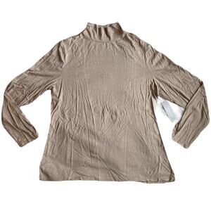CHICO'S The Ultimate Tee Tan Mock Neck Long Sleeve Top Stretch Womens Size 2 NWT